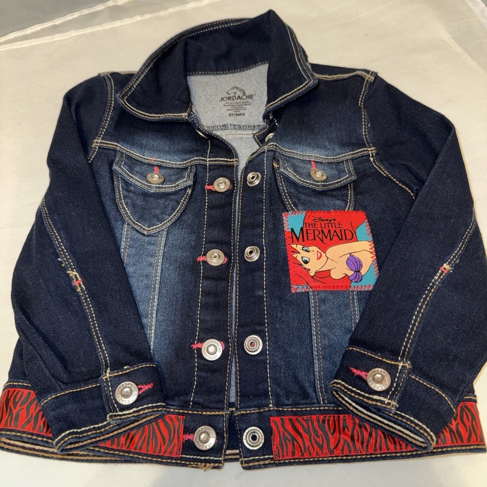 Girls Little mermaid Jean Jacket‎ With Ariel Size 3T